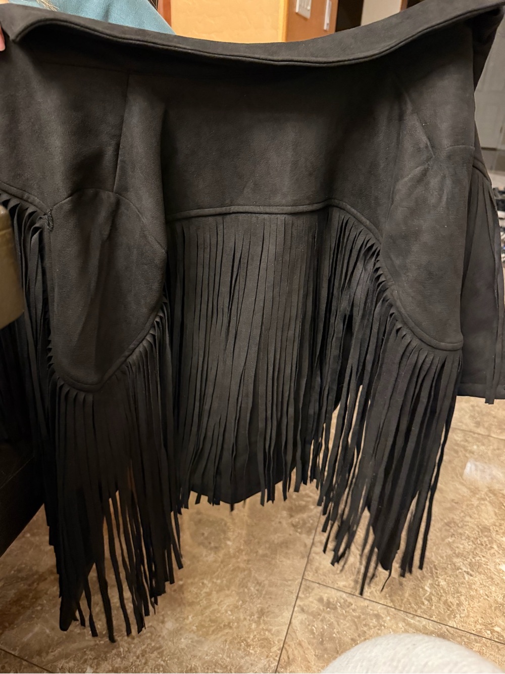 Women's Black Suede Fringe Leather Jacket
